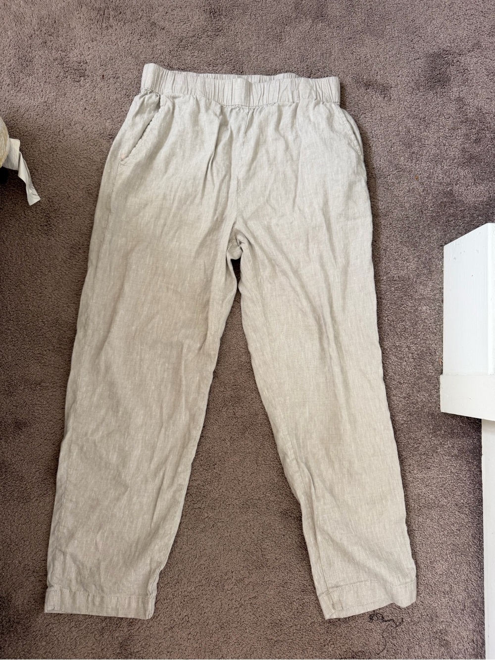 Casual Lightweight Linen-Blend Pants in Beige